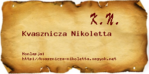 Kvasznicza Nikoletta névjegykártya